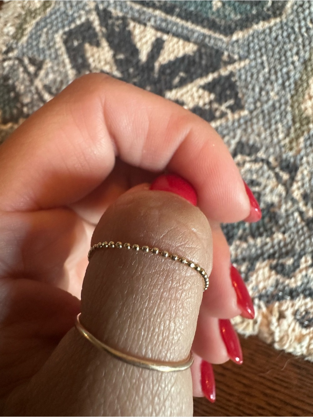 2 Solid 14k yellow gold minimalist stacking rings! Smooth & ball/chain bands sz6